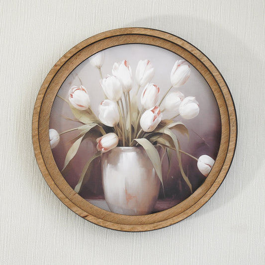 Round Framed Decor | Tulips *MADE IN THE USA*