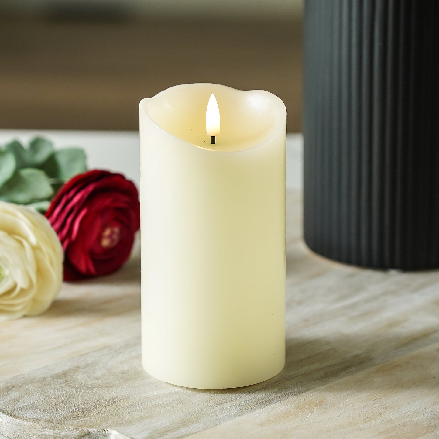 Flameless Melted Ivory Pillar Candle
