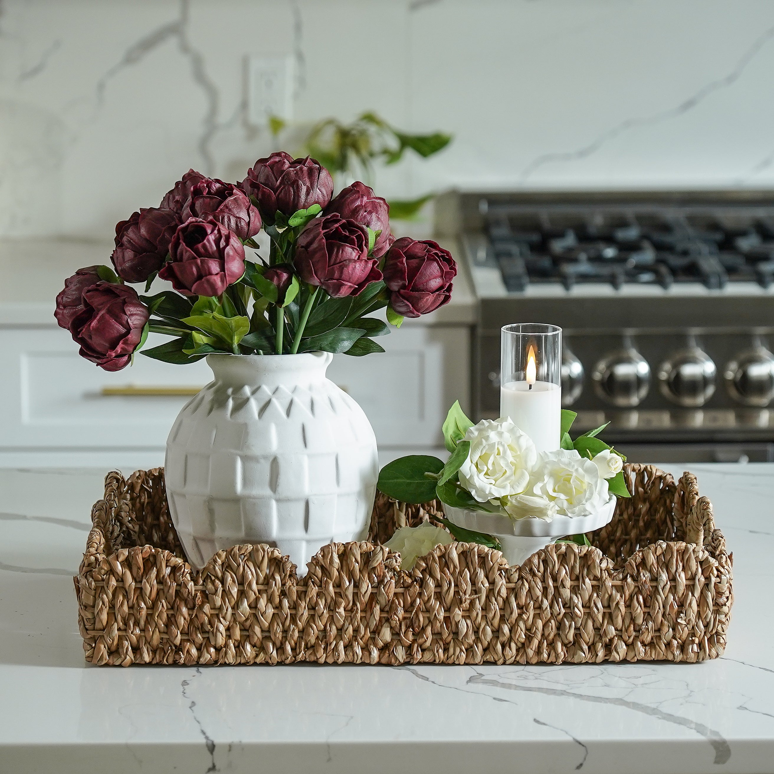 Glass Flameless White Candles