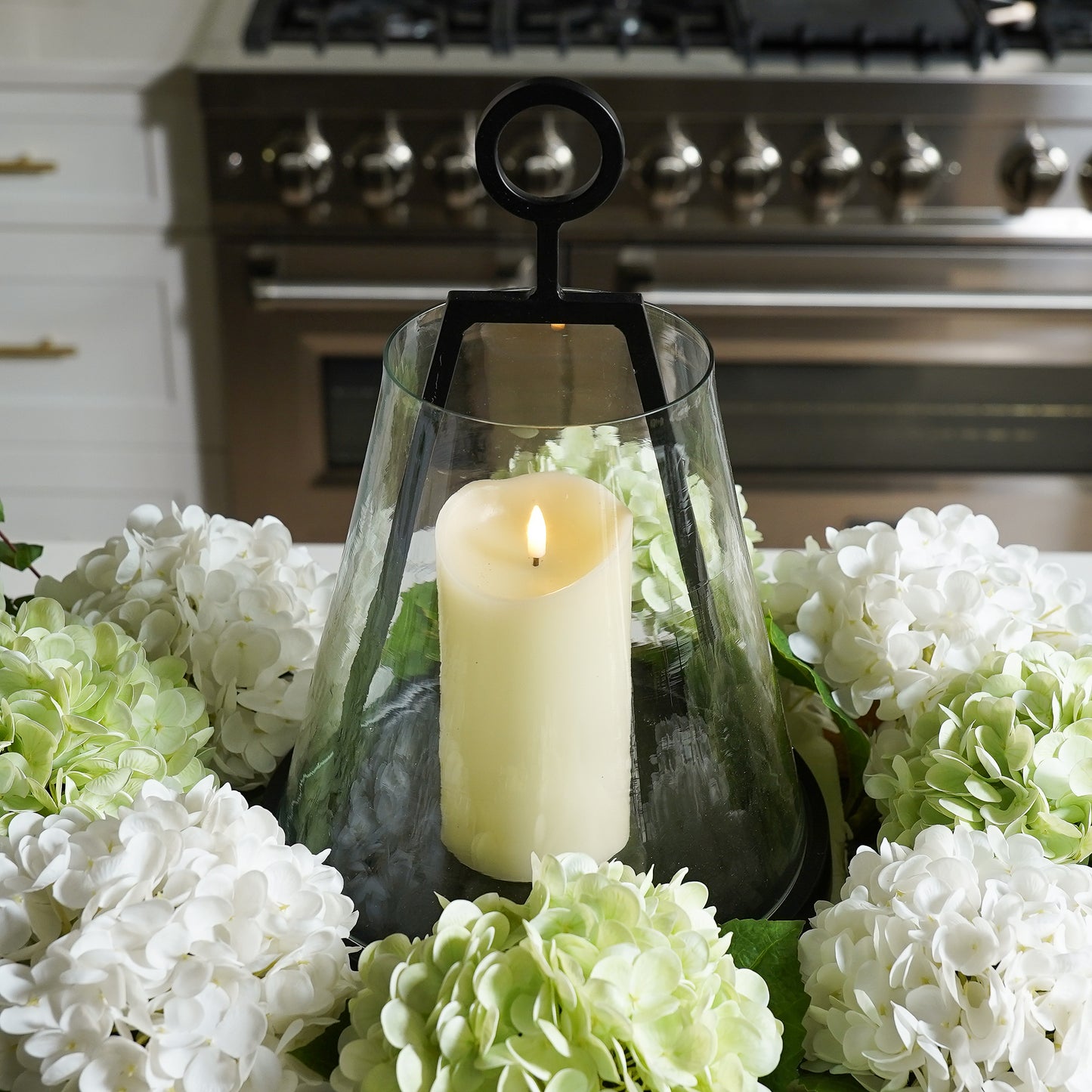 Glass and Iron Hurricane Lantern | Large Candle Holder