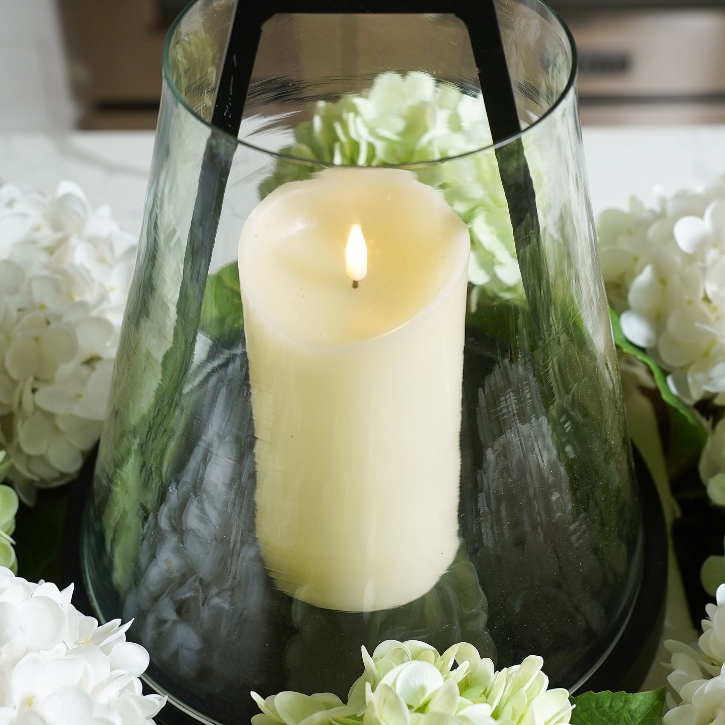Flameless Melted Ivory Pillar Candle
