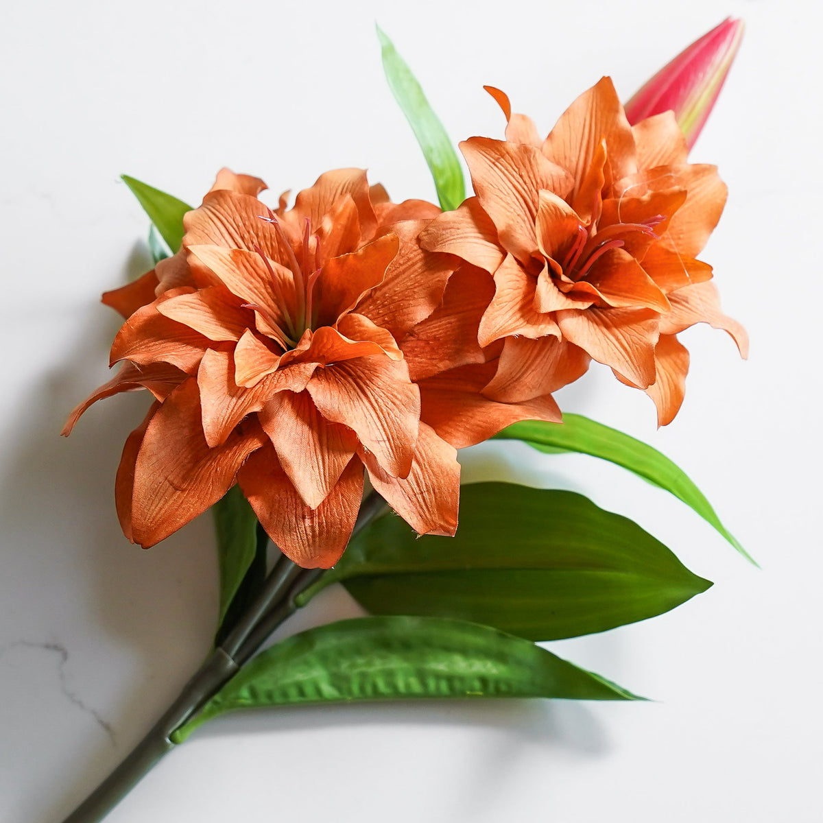 orange lily artificial flower Real Touch Lily Stem