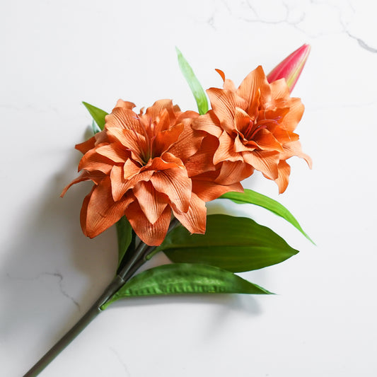 Real Touch Lily Stem | Burnt Orange