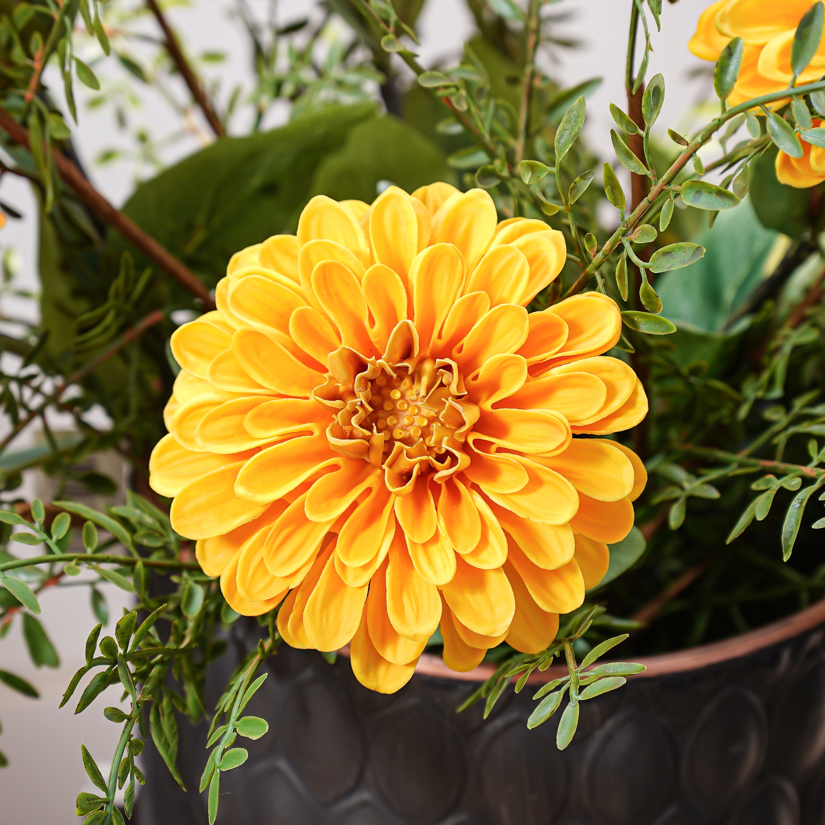 Real Touch Zinnia Bloom | Yellow