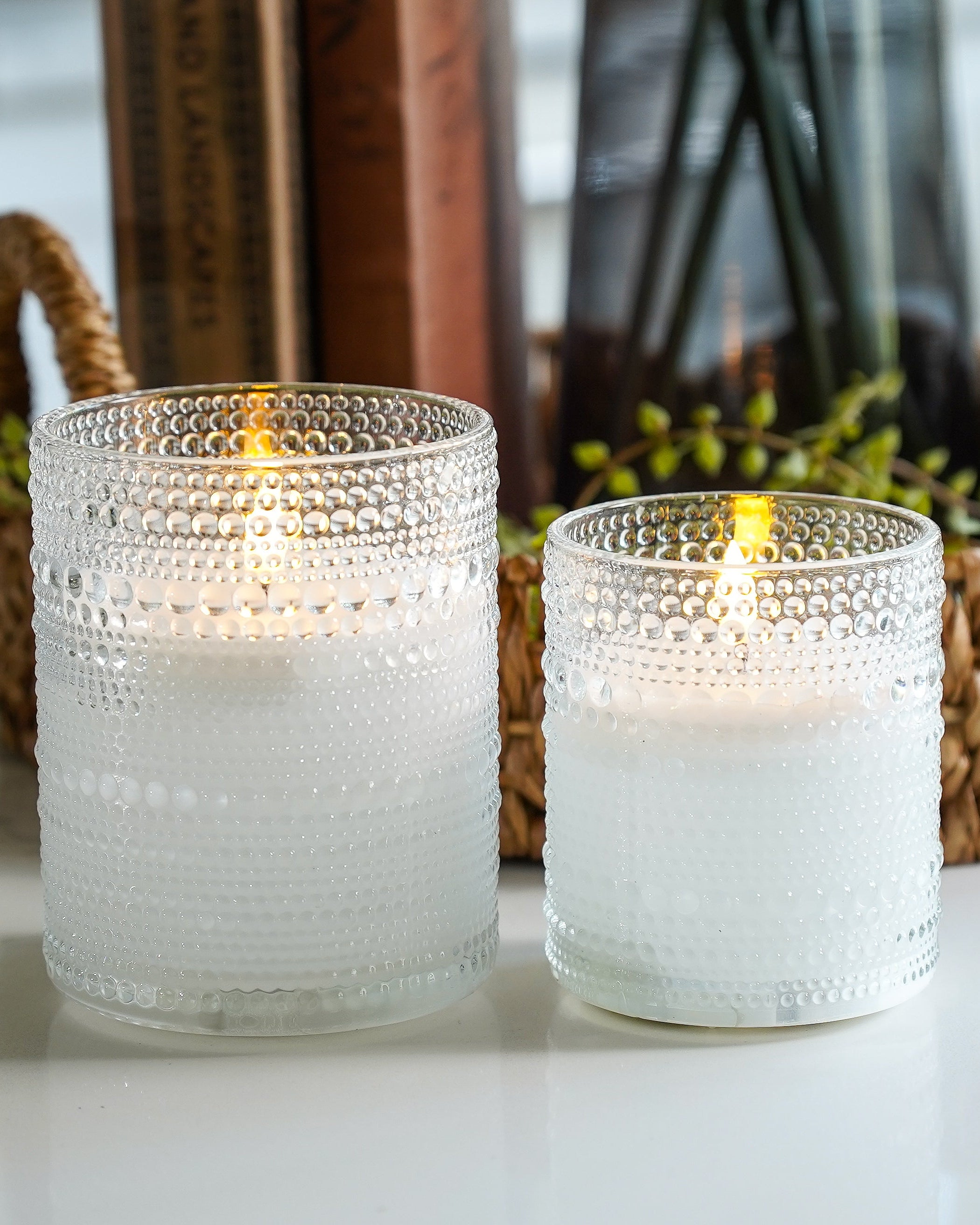 Depression Glass Flameless Candle