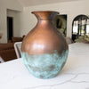 Distressed Copper Patina Vase | Round Metal Accent