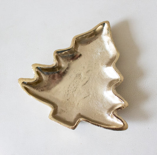 Gold Tree Shaped Aluminum Dish