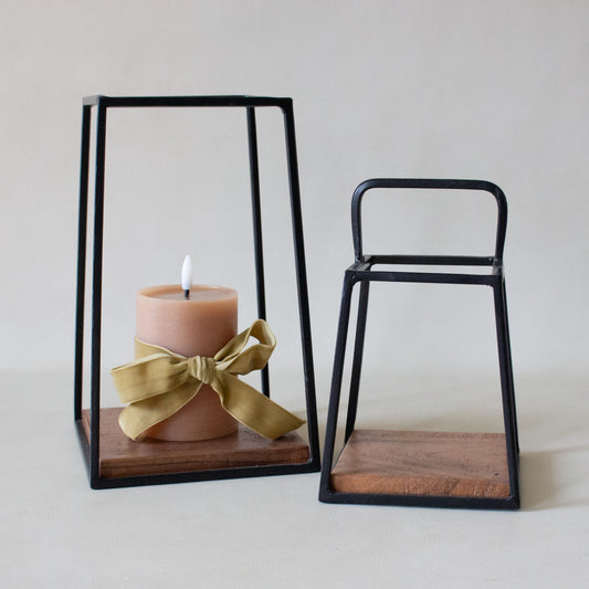 Iron Wood Lantern Display Set