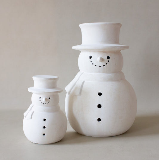 Layered Ivory Terracotta Snowman | Large