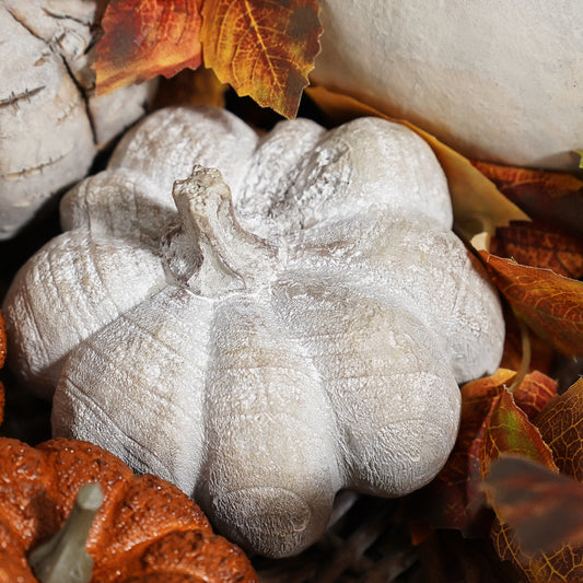 Wood Look Pumpkin | Whitewashed Resin Fall Decor