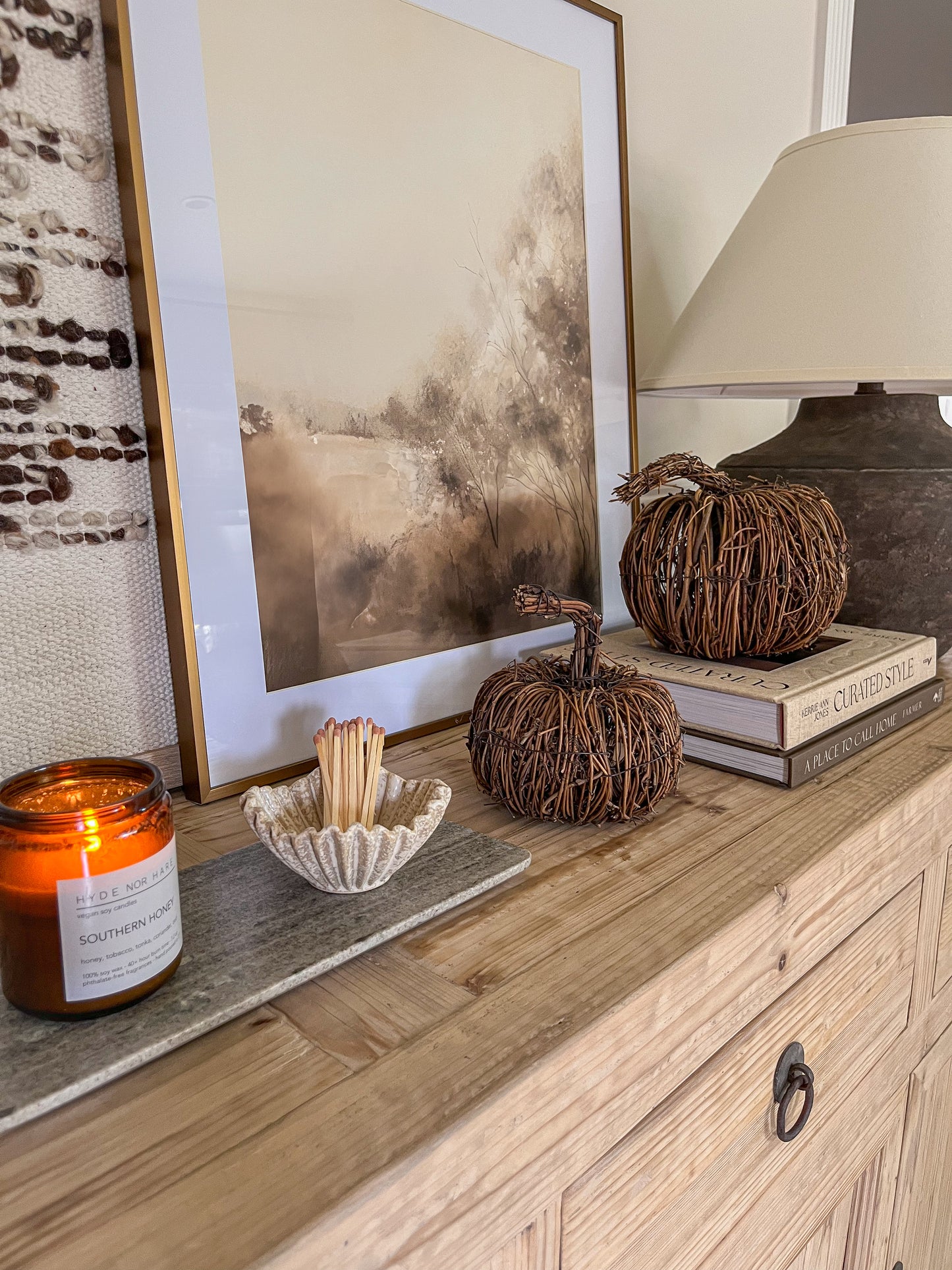 Rustic Twig Pumpkin Decor | Small