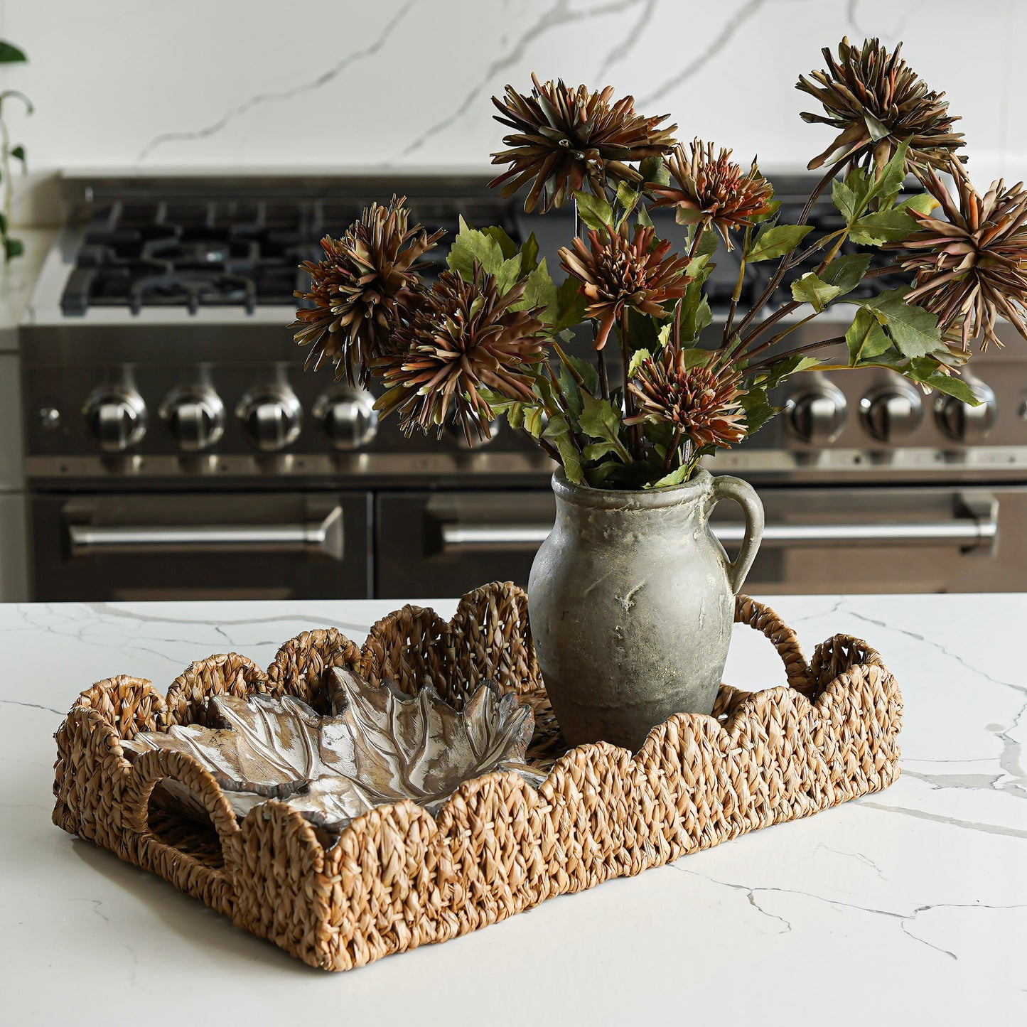 Braided Seagrass Scalloped Tray
