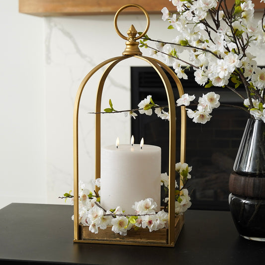 Tall Gold Wood Lantern Display