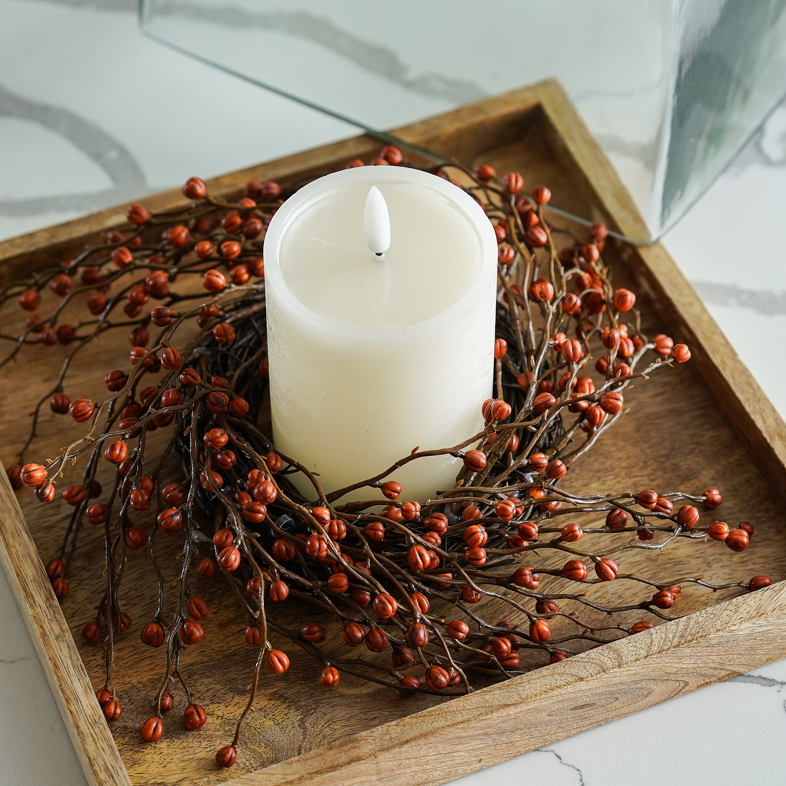 Textured Ivory Melting Effect Flameless Candle