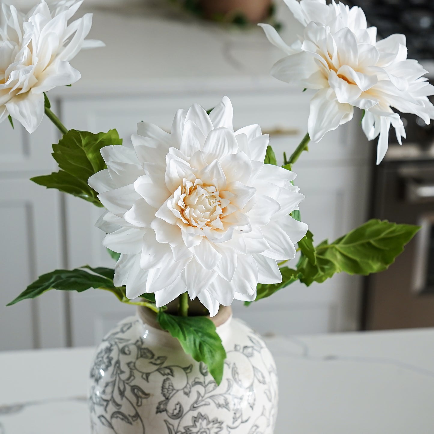 Real Touch Dahlia Stem | White