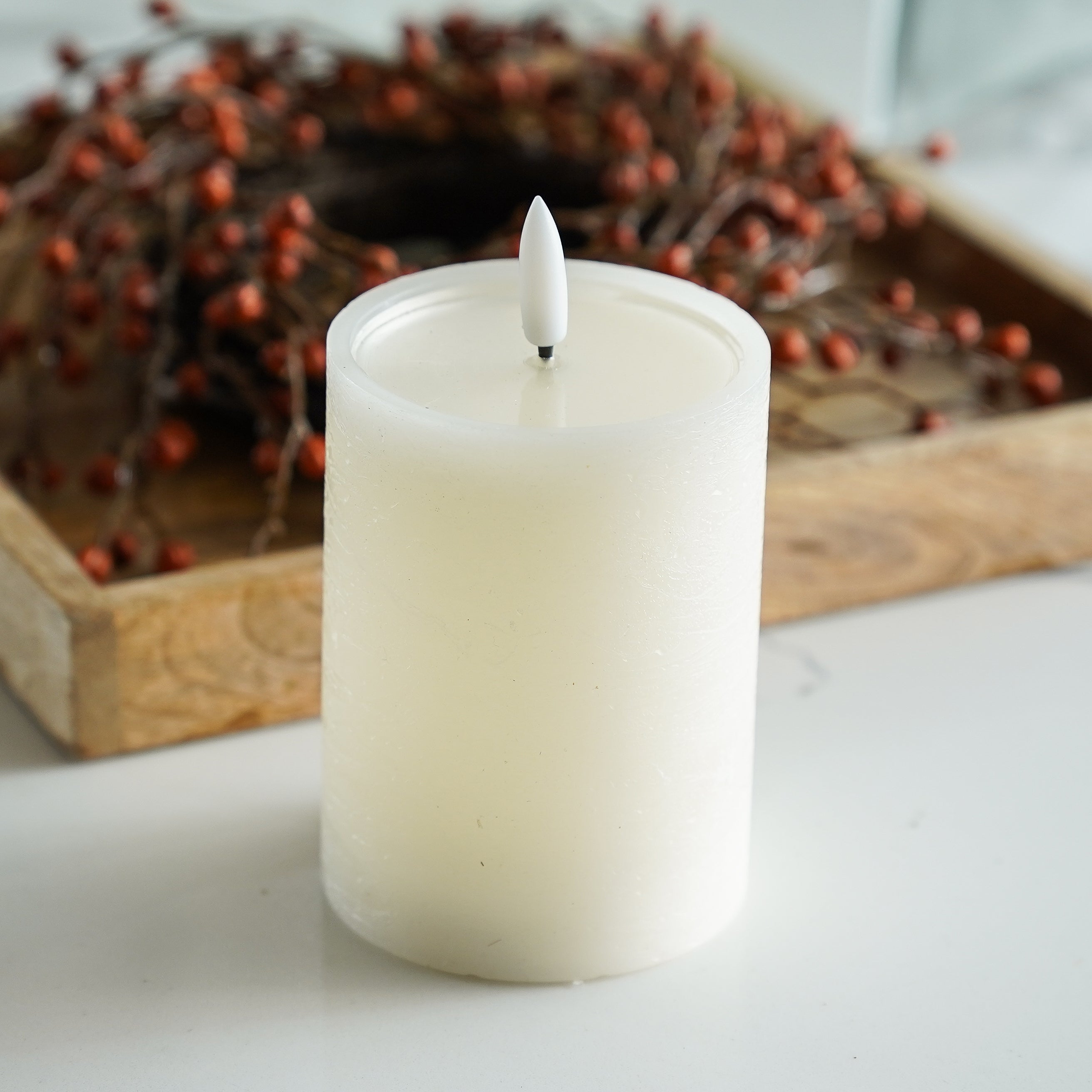 Textured Ivory Melting Effect Flameless Candle