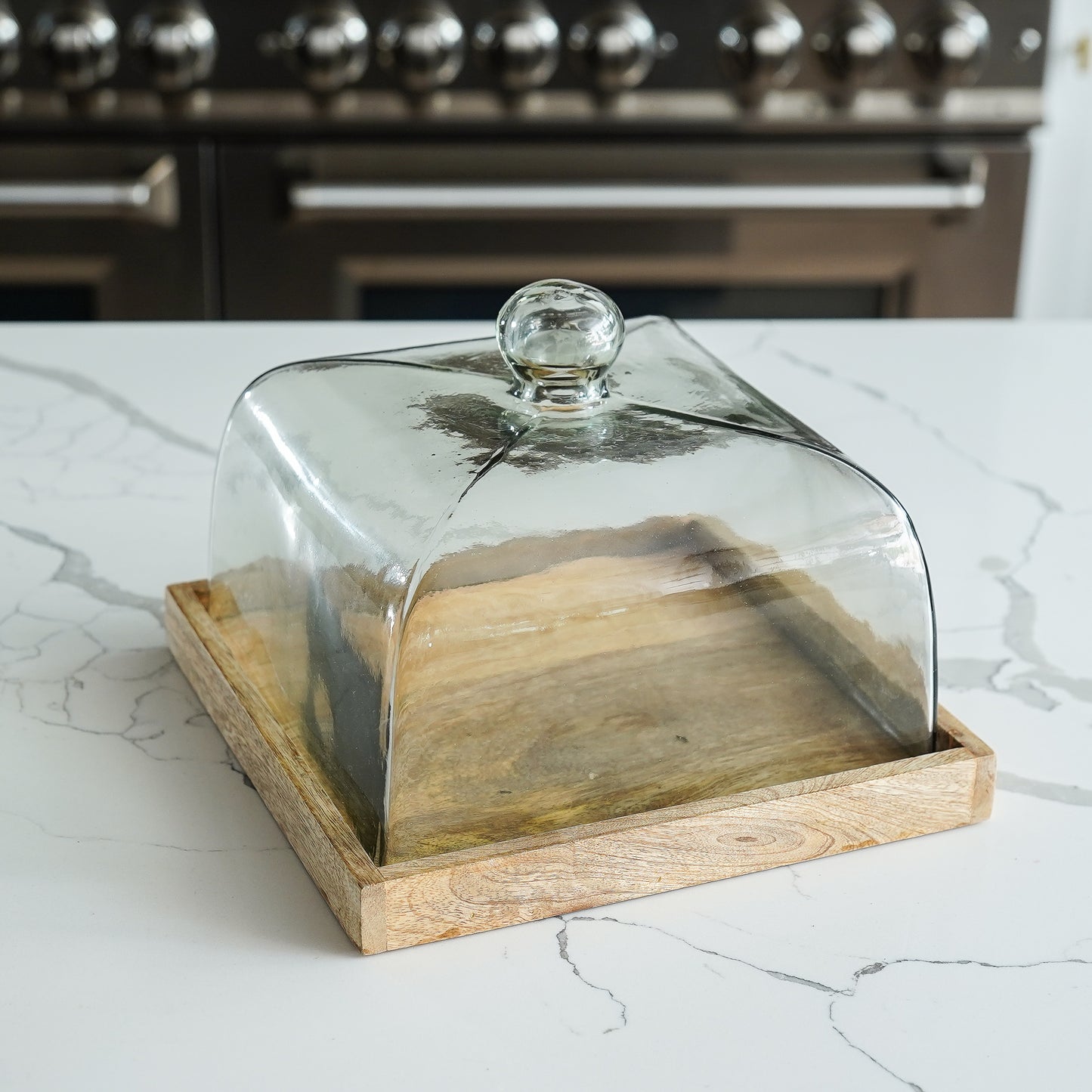 Square Wood and Glass Cake Cover