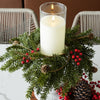 Real Touch Pine & Red Berry Candle Ring – 16”