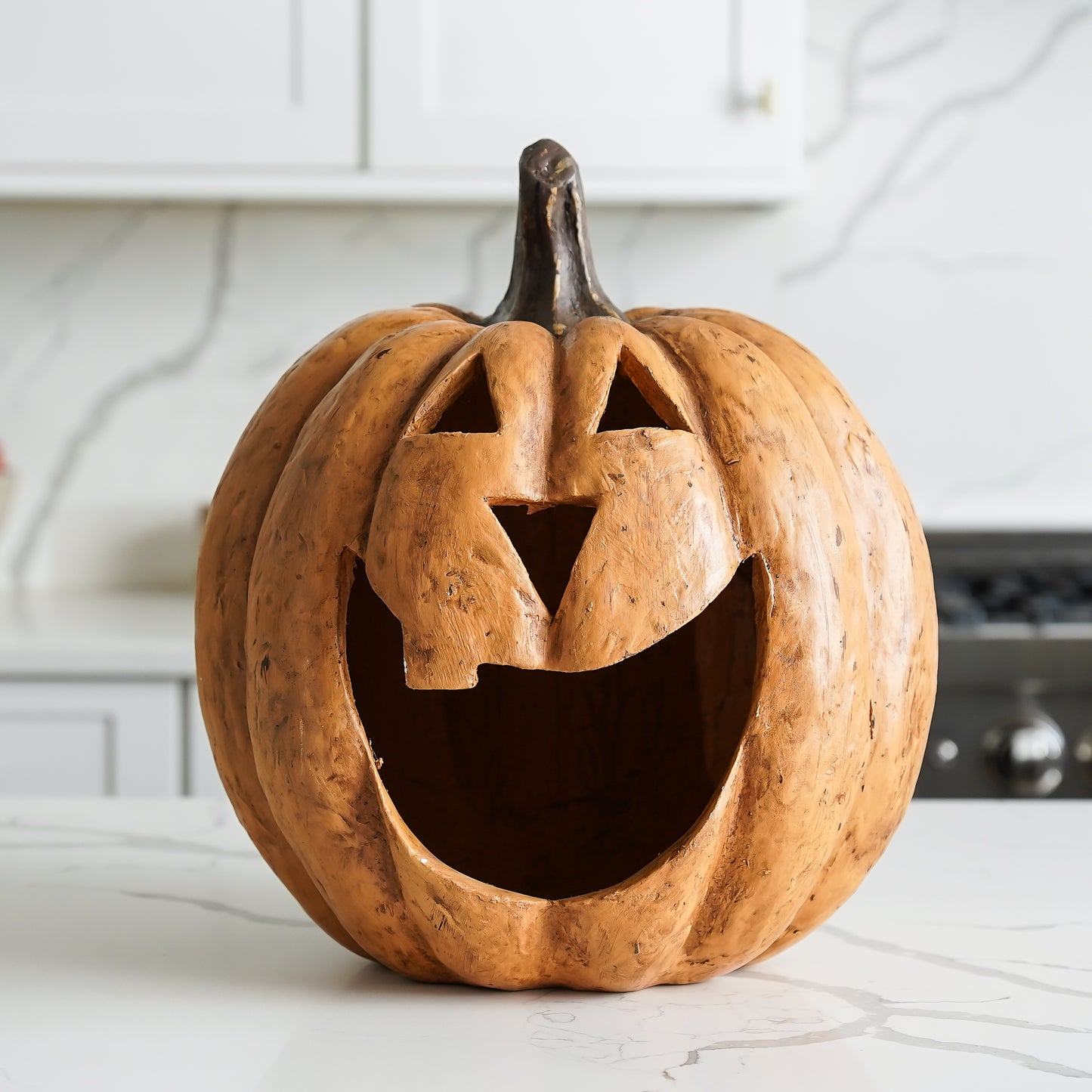 Terra Cotta Pumpkin | Large Mache Jack O’ Lantern