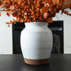 Brayden Two Tone Vase | White Ceramic with Brown Base