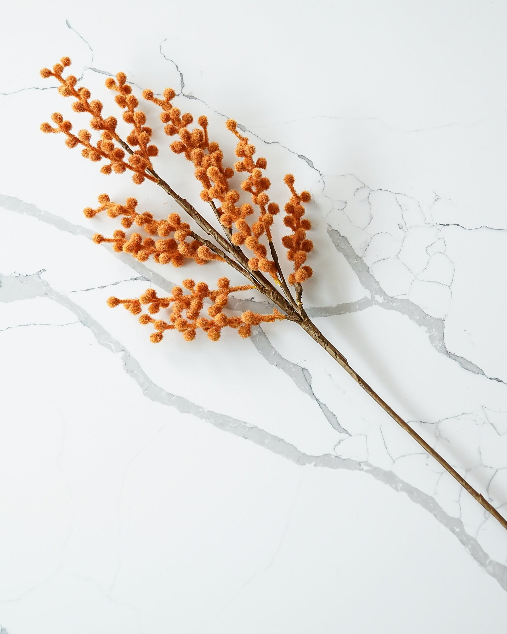 Orange Flocked Berry Stem