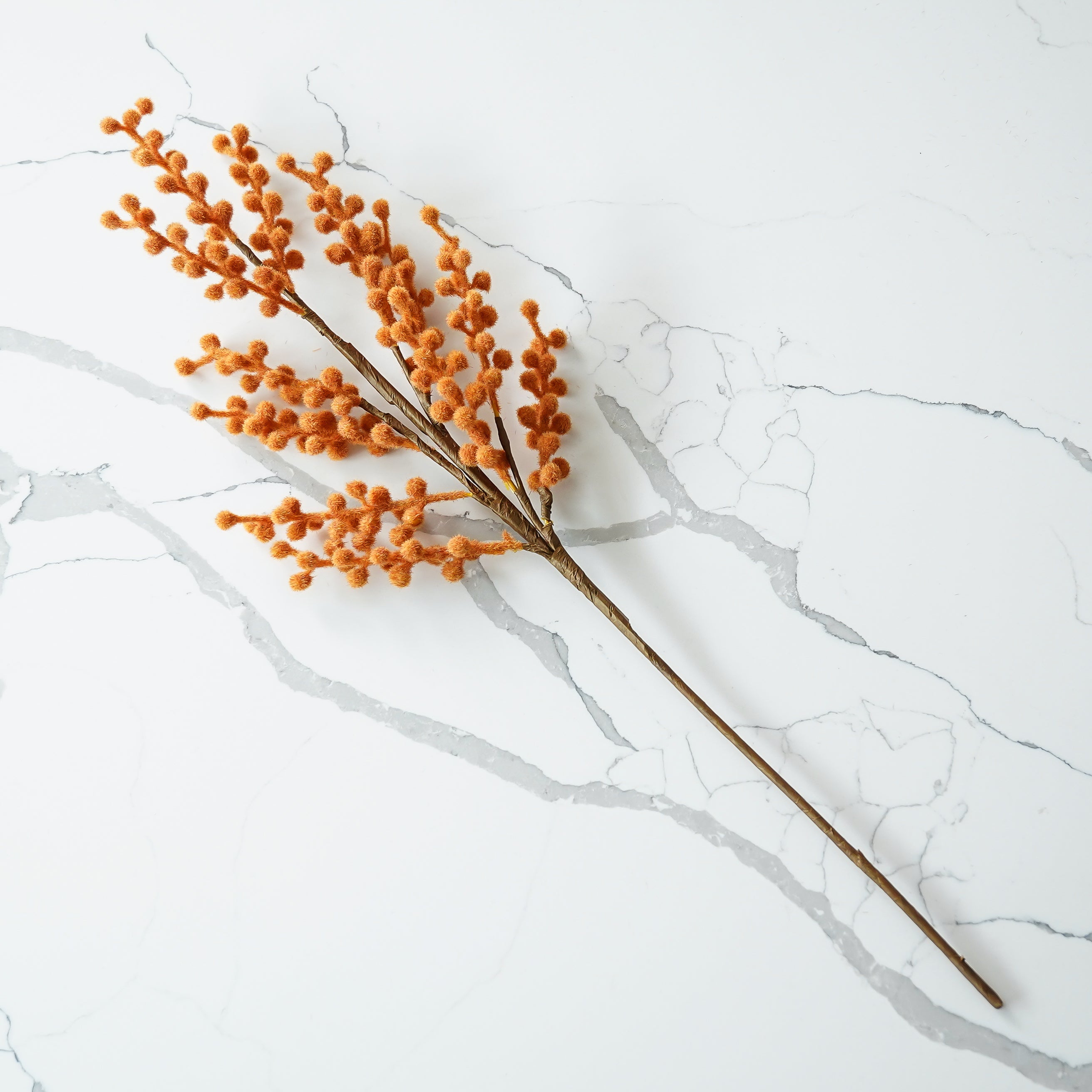 Orange Flocked Berry Stem