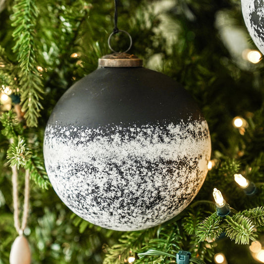 Black & Half White Glass Ornament