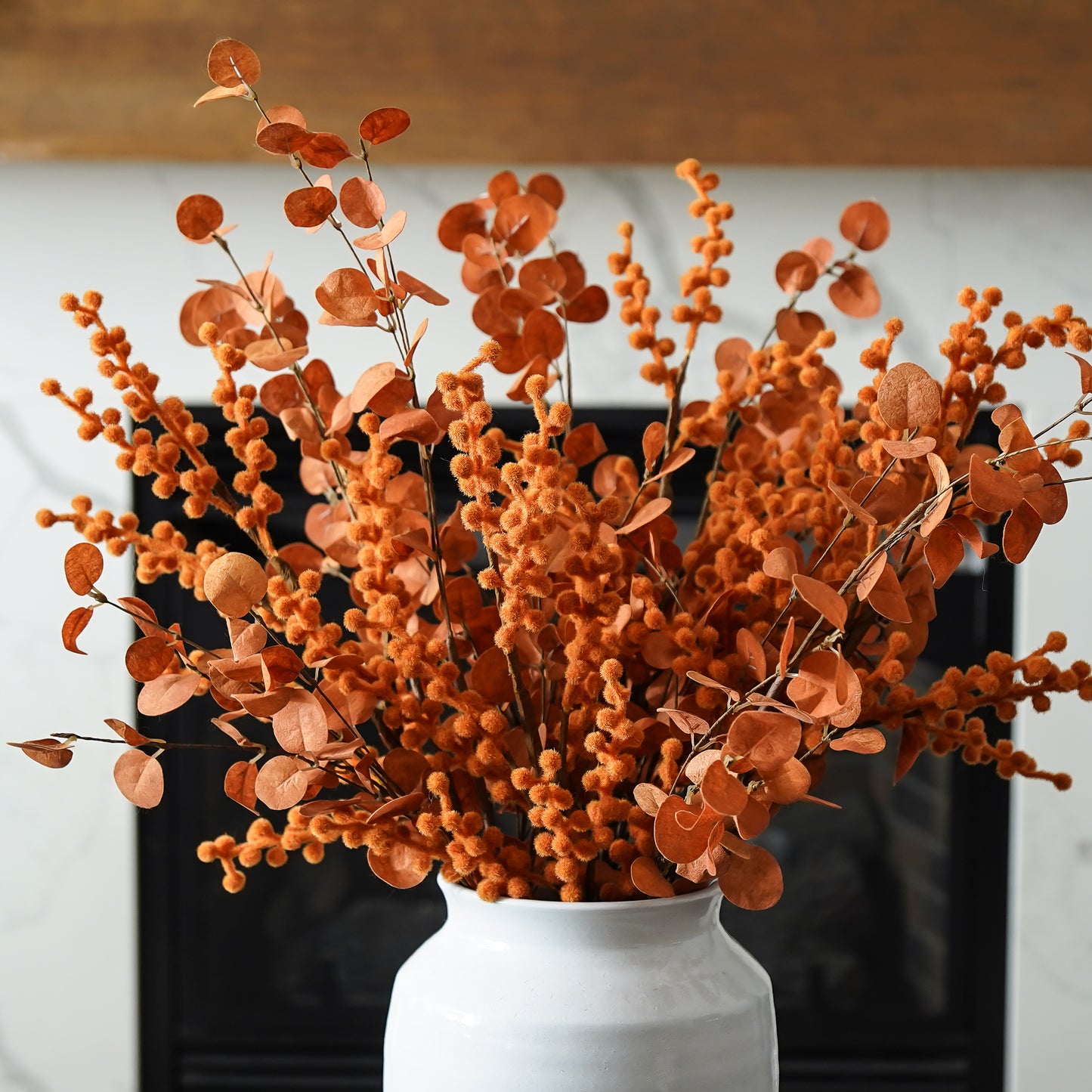 Eucalyptus Leaf Spray | Burnt Orange Faux Stem