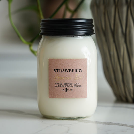 Strawberry Lemon Ice | Mason Jar Soy Candle LIMITED QUANTITIES