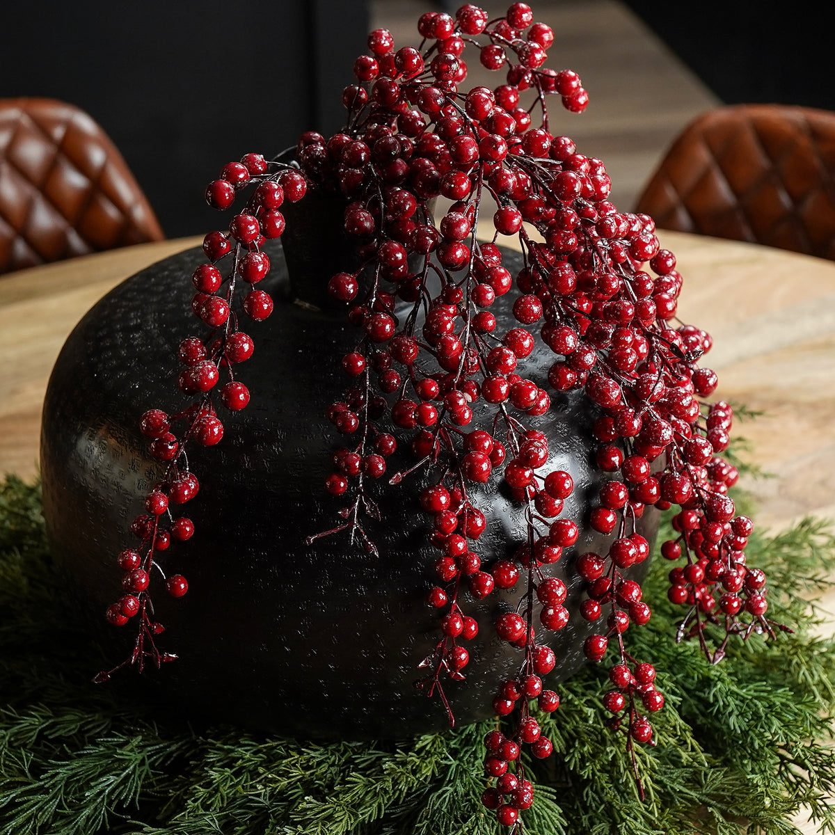 Weatherproof Icy Red Berry Hanging Stem