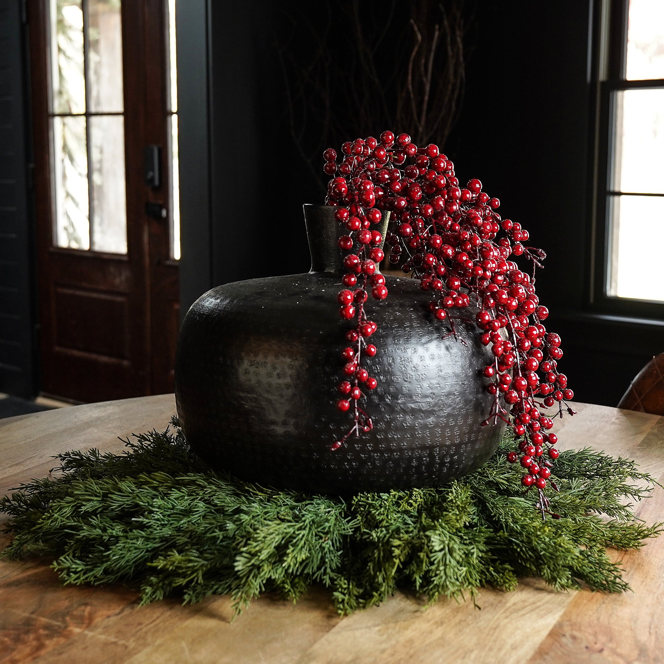 Weatherproof Icy Red Berry Hanging Stem