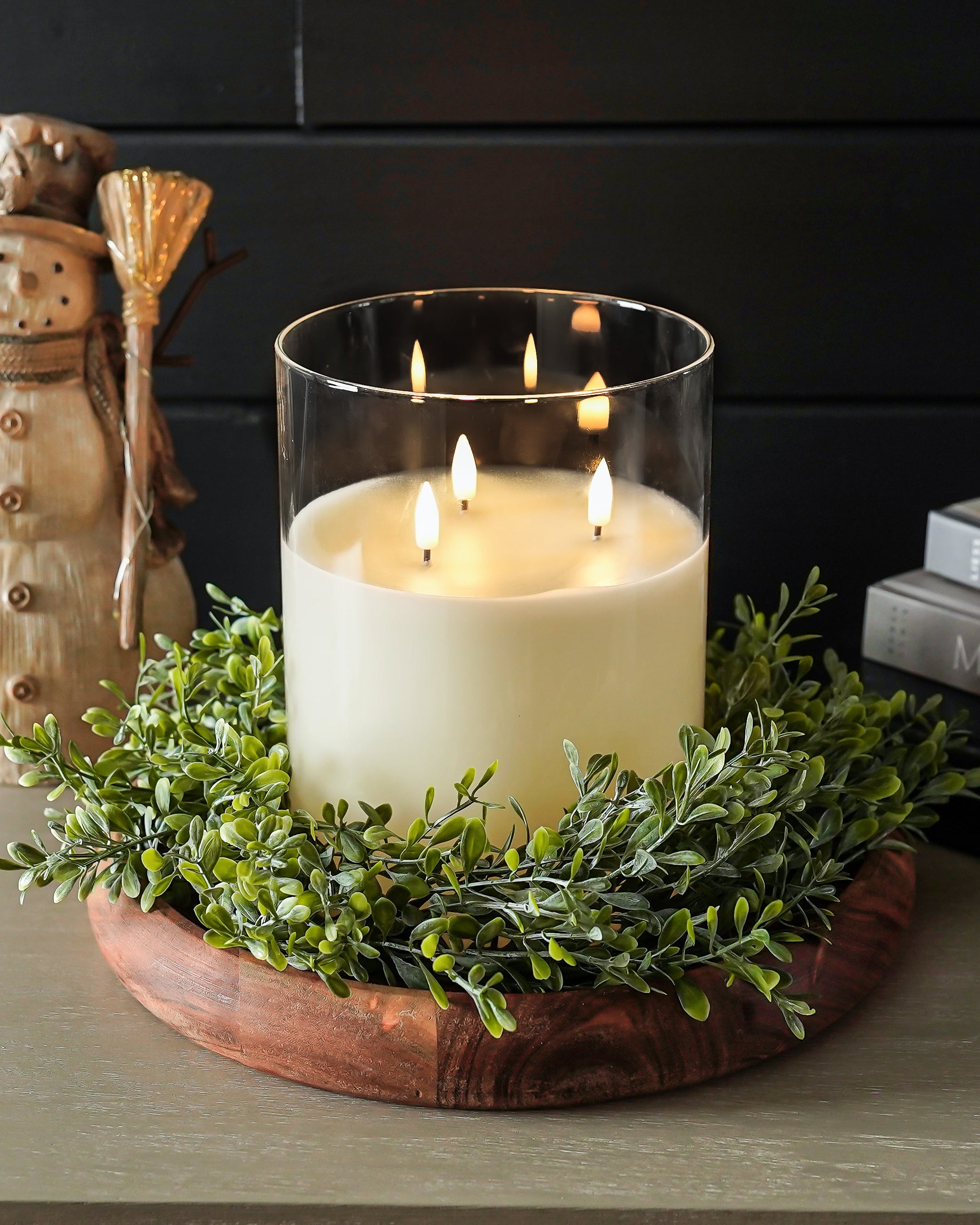 Flameless Triple Wick Glass Candle