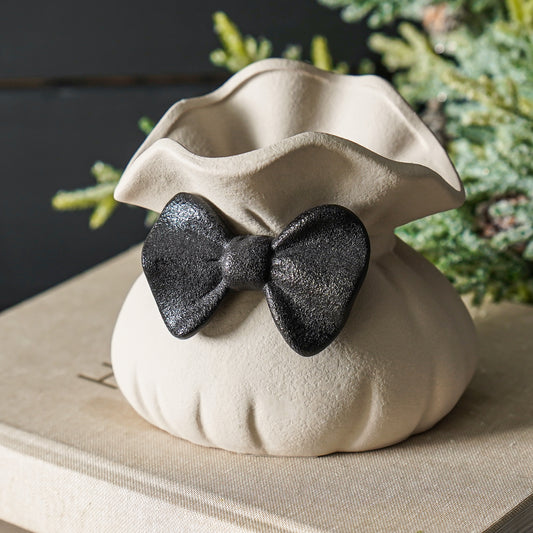 Ceramic Black Bow Bag Planter