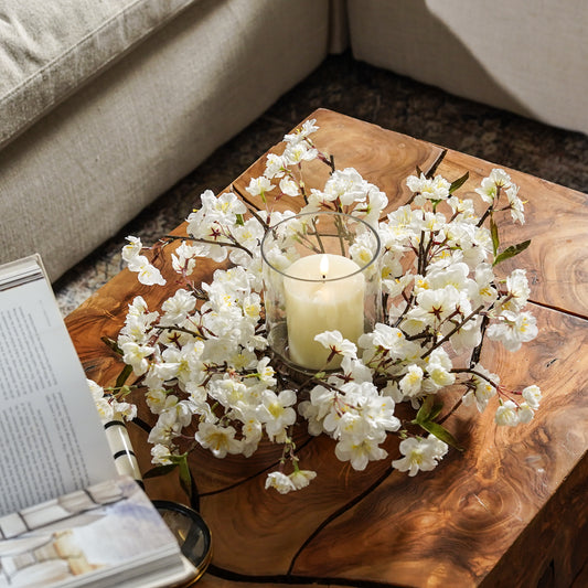 Cherry Blossom Candle Ring with Hurricane