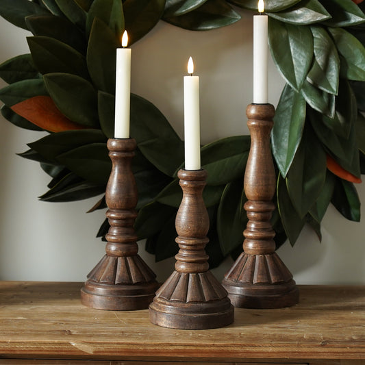 Brown Wood Taper Candleholder