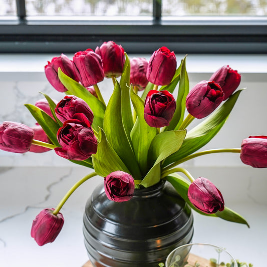 Real Touch Hybrid Tulip Bundle | Deep Red
