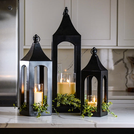 Black Metal Lanterns | Set of 3