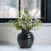 Black Ceramic Ribbed Vase