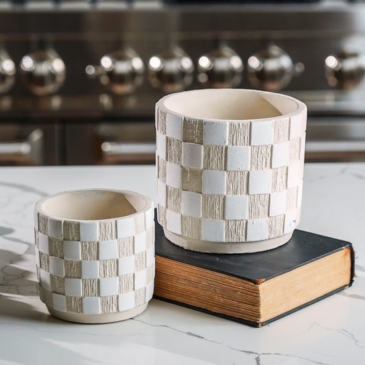 Checkered Pattern Pot | Set of 2