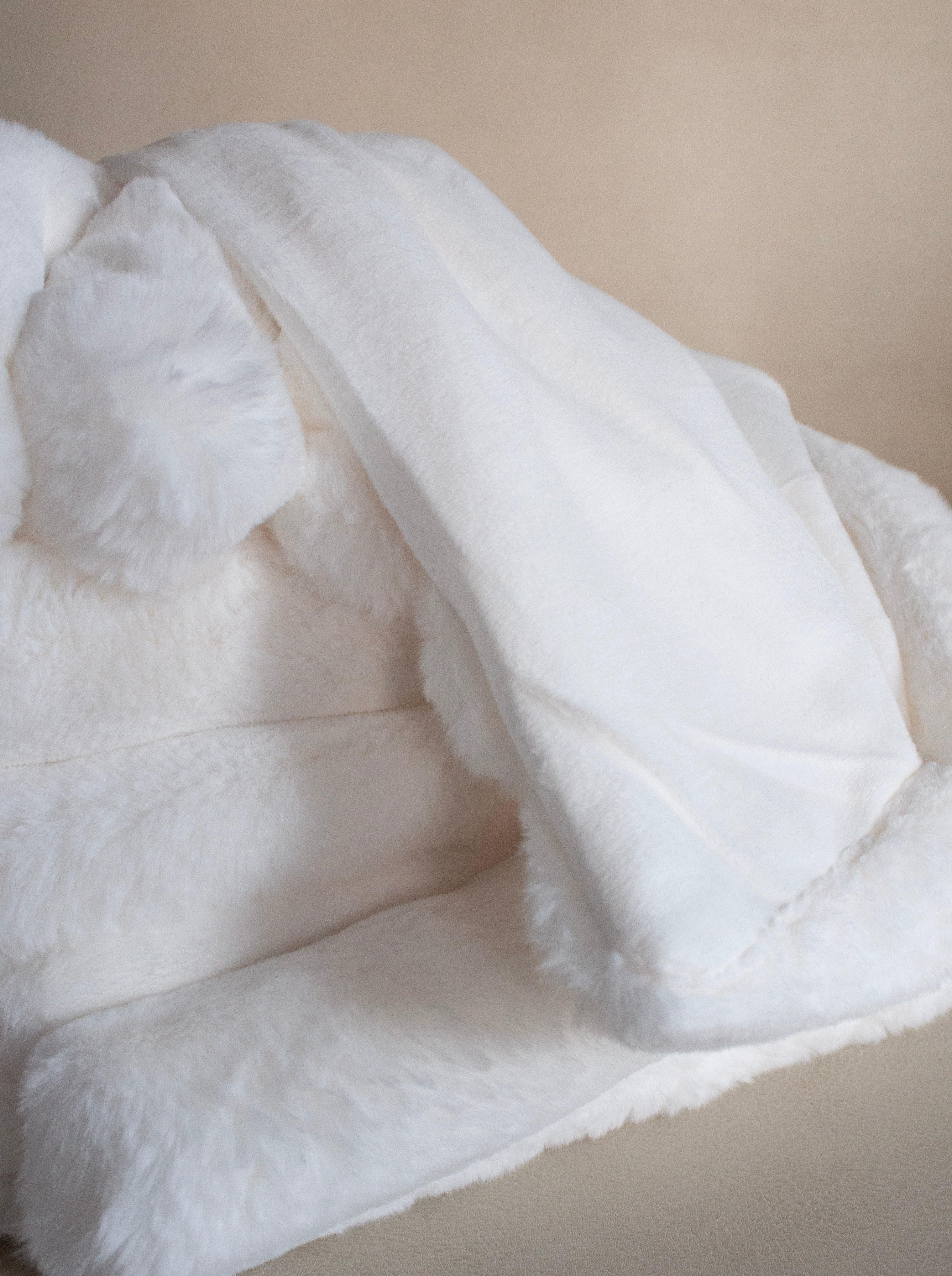 Creamy White Vegan Fur Throw