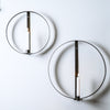 Set of 2 Circular Black Metal Wall Mount Taper Candle Sconces