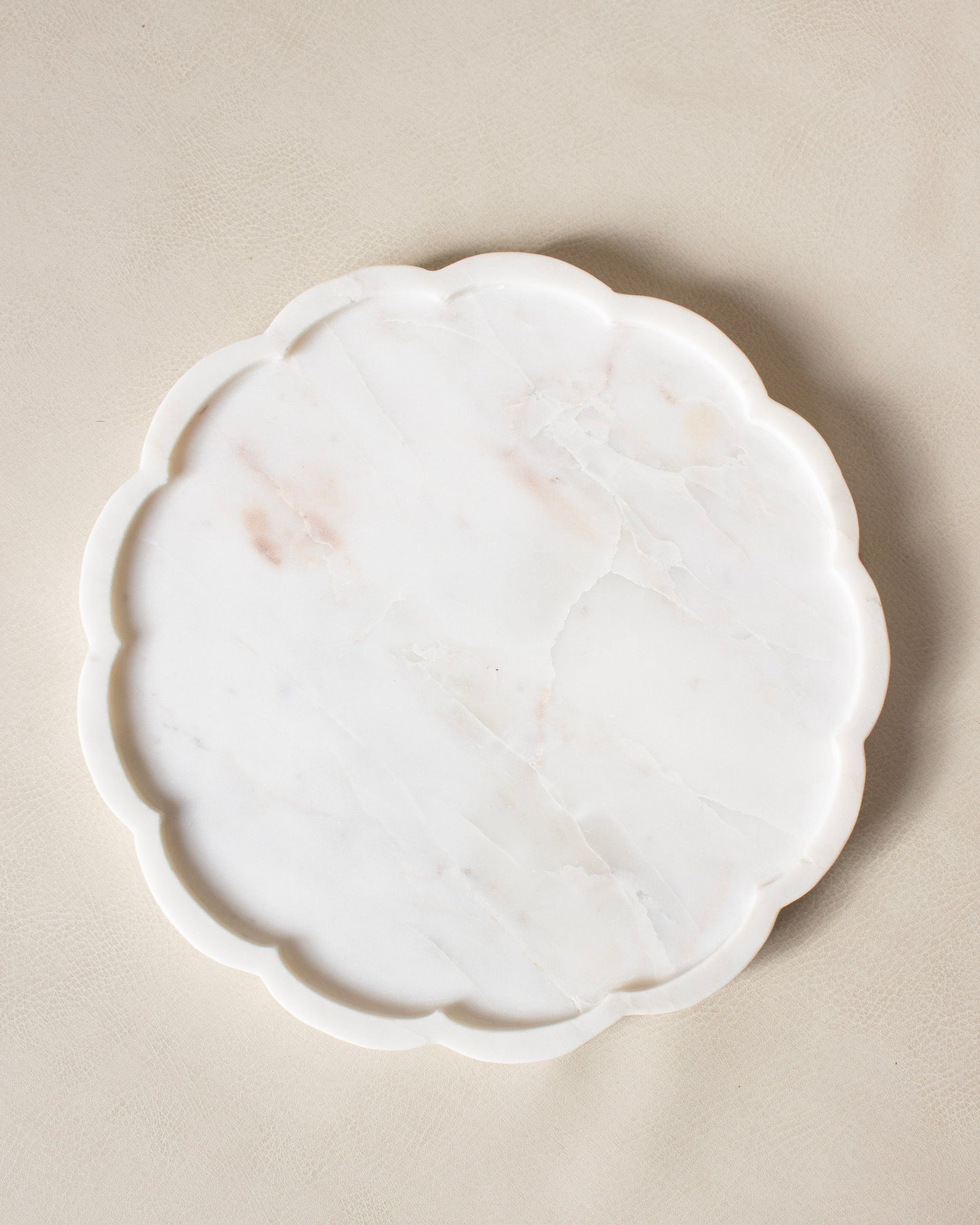 Scalloped White Marble Tray