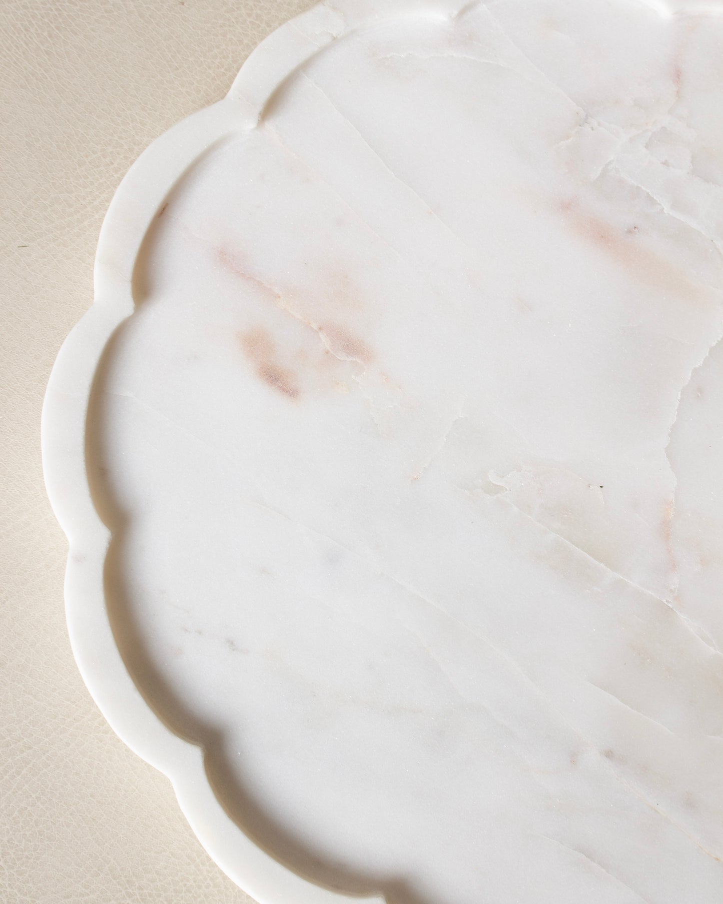 Scalloped White Marble Tray