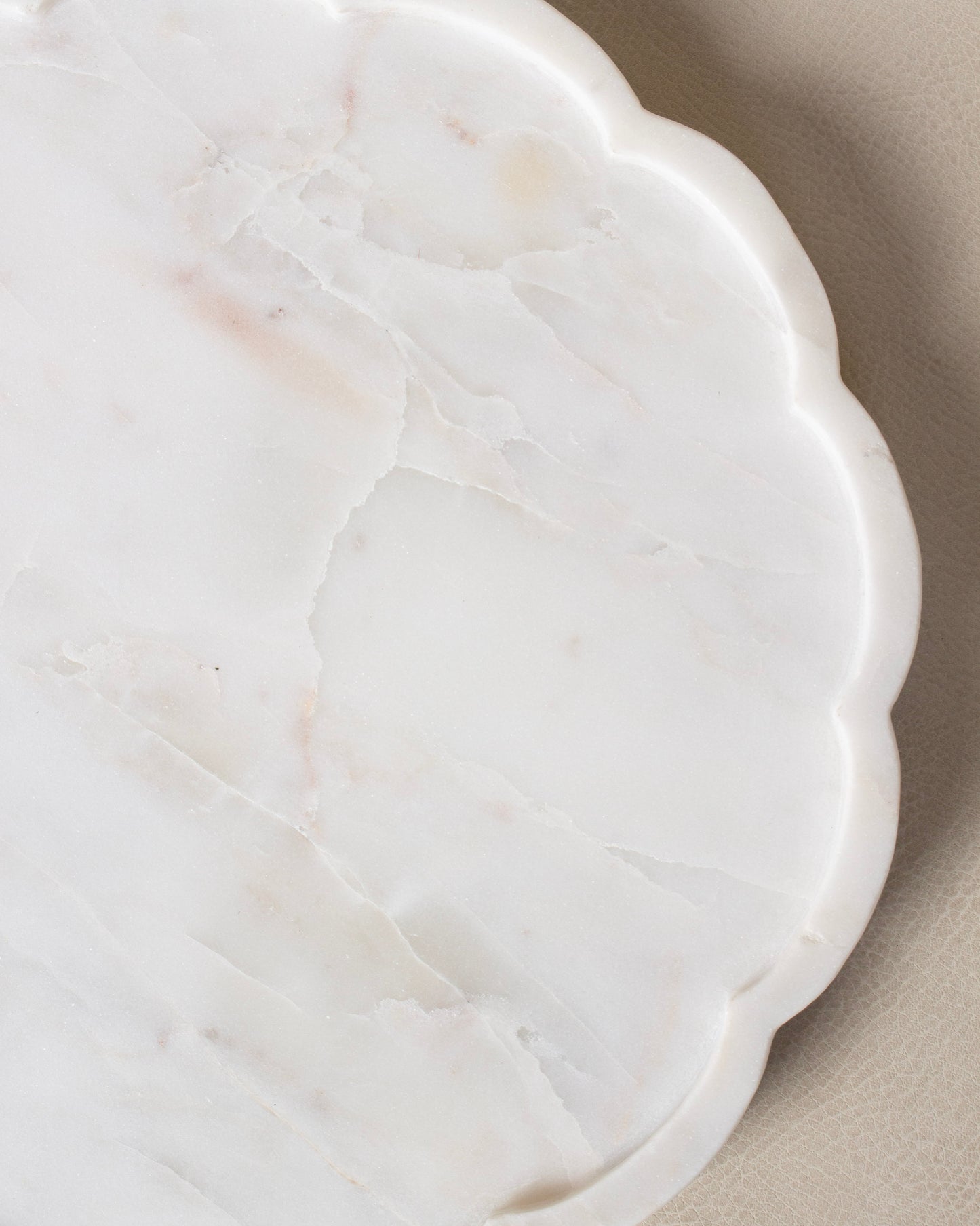 Scalloped White Marble Tray