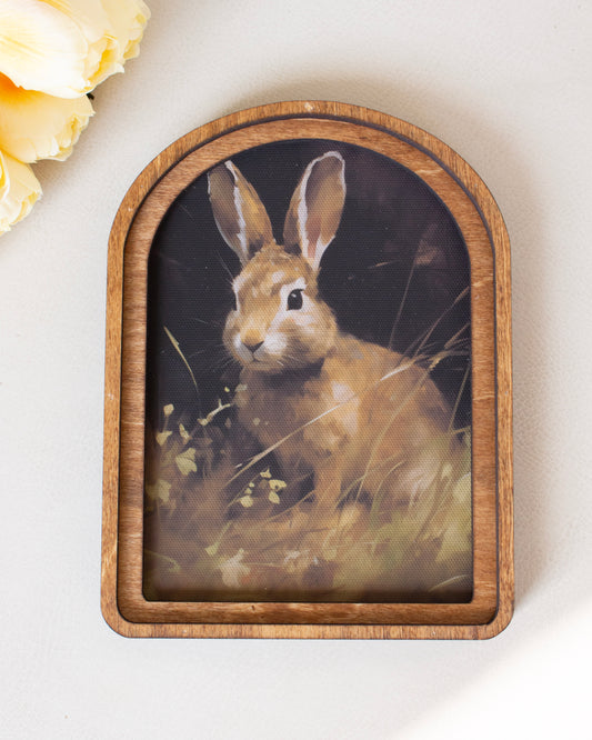 Rabbit Arched Framed Decor