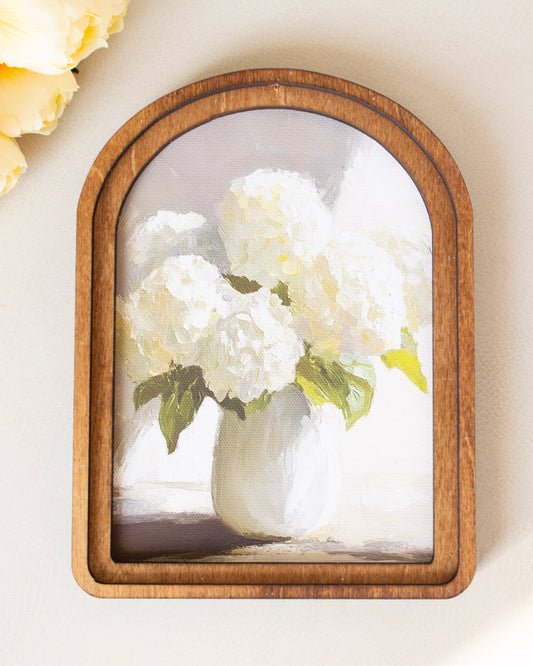 Hydrangea in Vase Arched Framed Decor