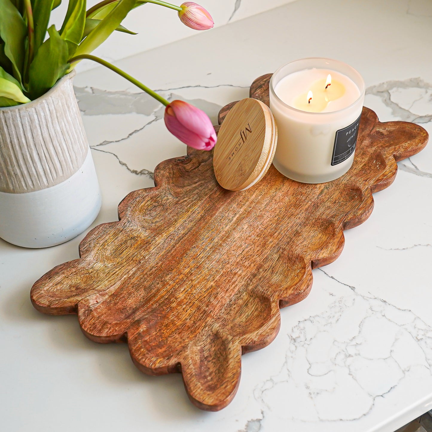 Careen Scalloped Wood Tray