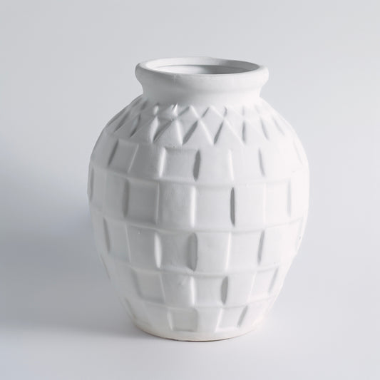 White Checkered Vase