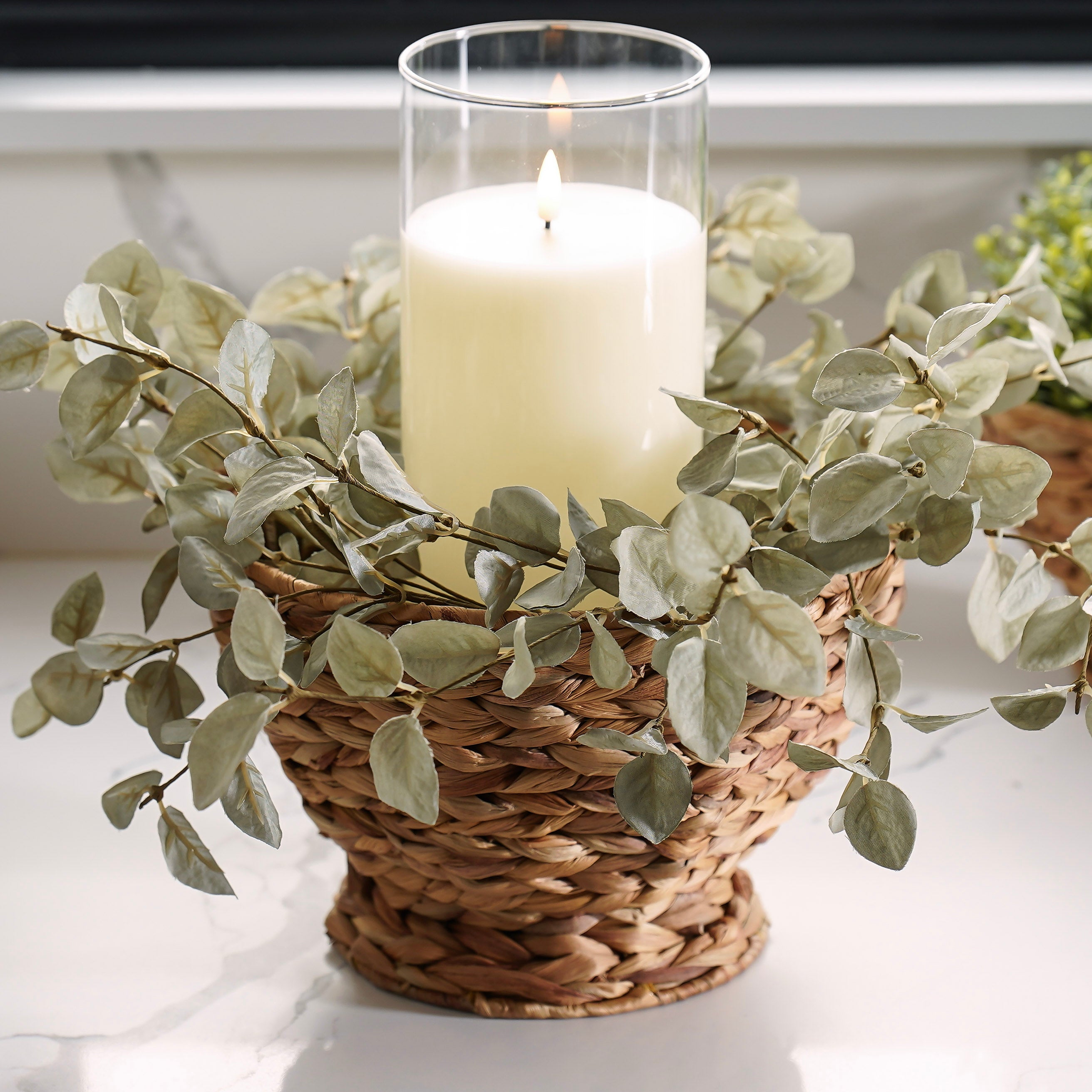 Light Green Eucalyptus Candle Ring | Large