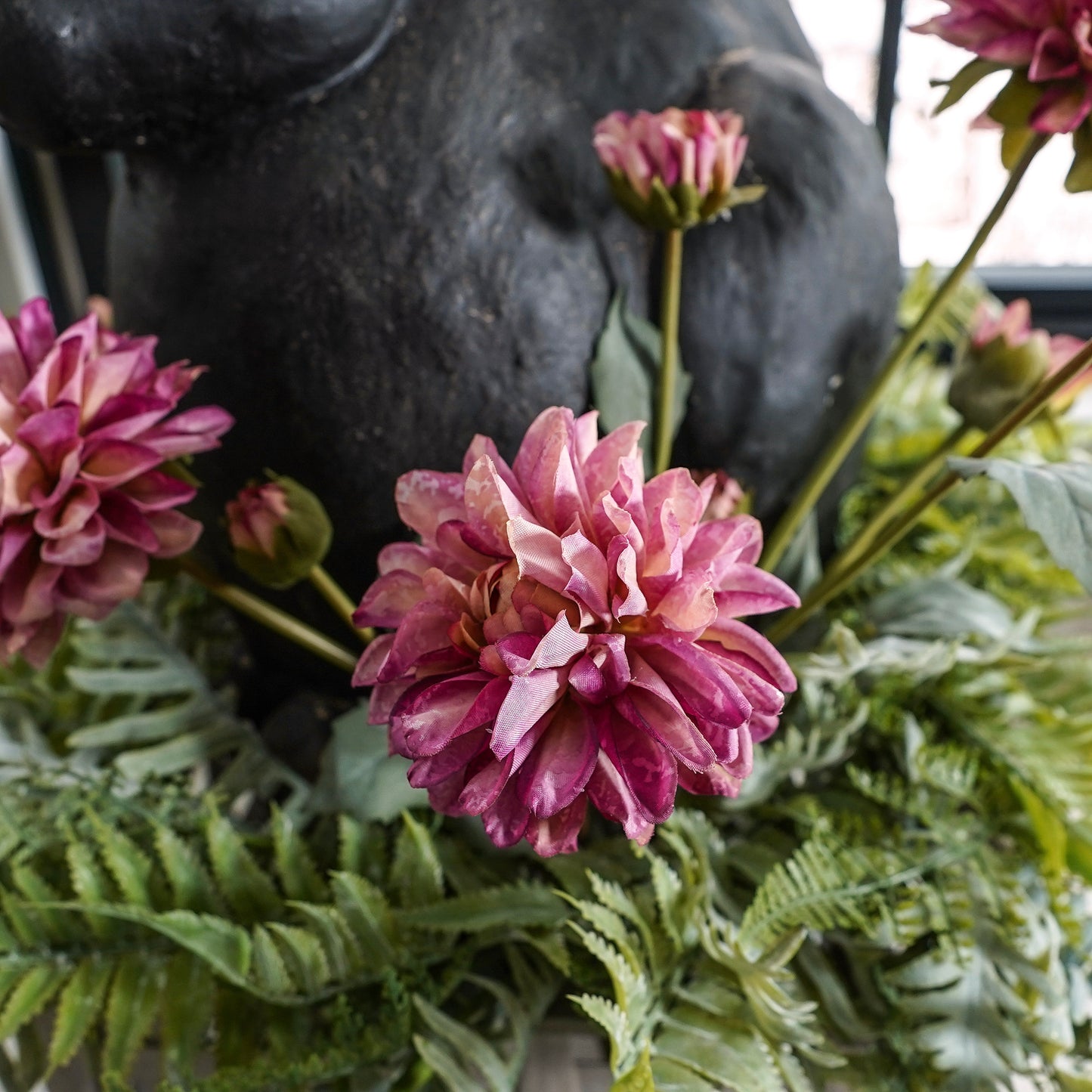 Dried Faux Dahlia Bunch | Purple